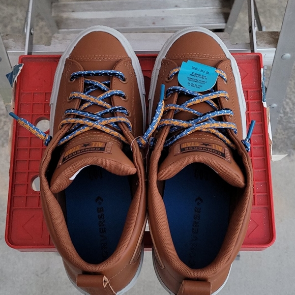 Converse tan leather 5.5 junior slip on 7.5 womens - Picture 10 of 12